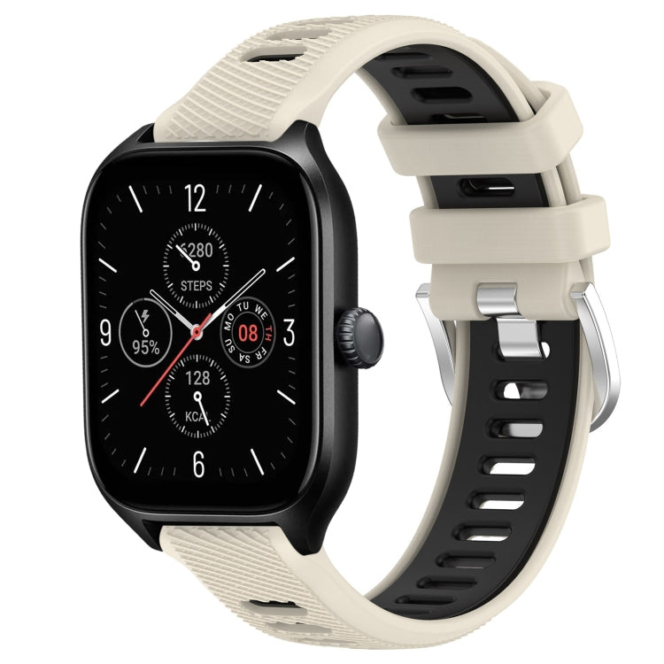 22mm Cross Texture Two Color Silicone Steel Buckle Watch Band, For Amazfit GTS 4, For Amazfit GTS 4 Mini