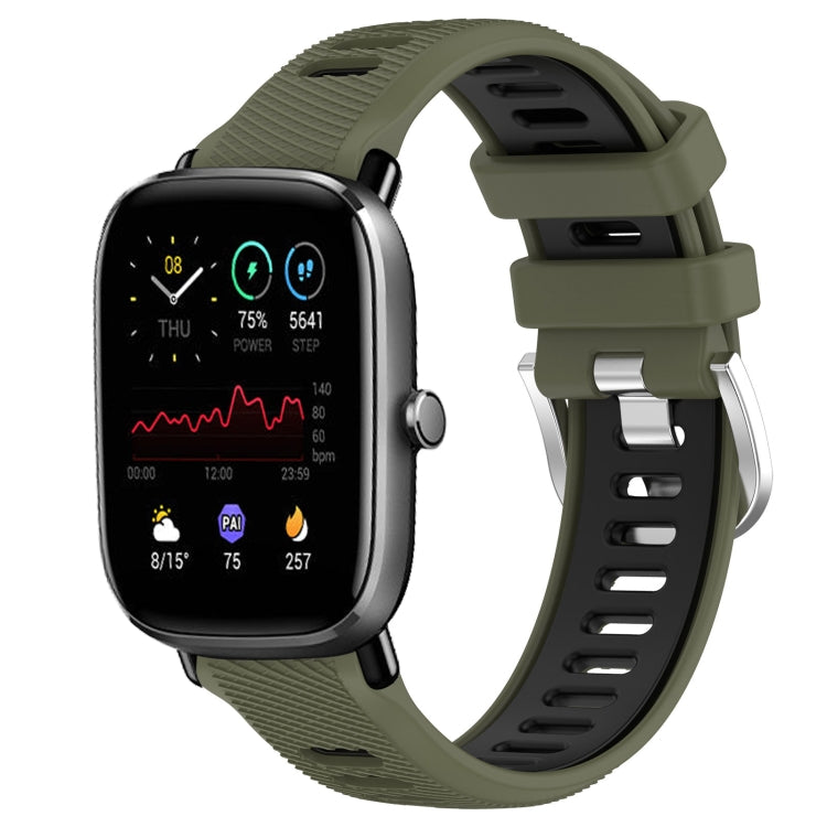 22mm Cross Texture Two Color Silicone Steel Buckle Watch Band, For Amazfit GTS 4, For Amazfit GTS 4 Mini