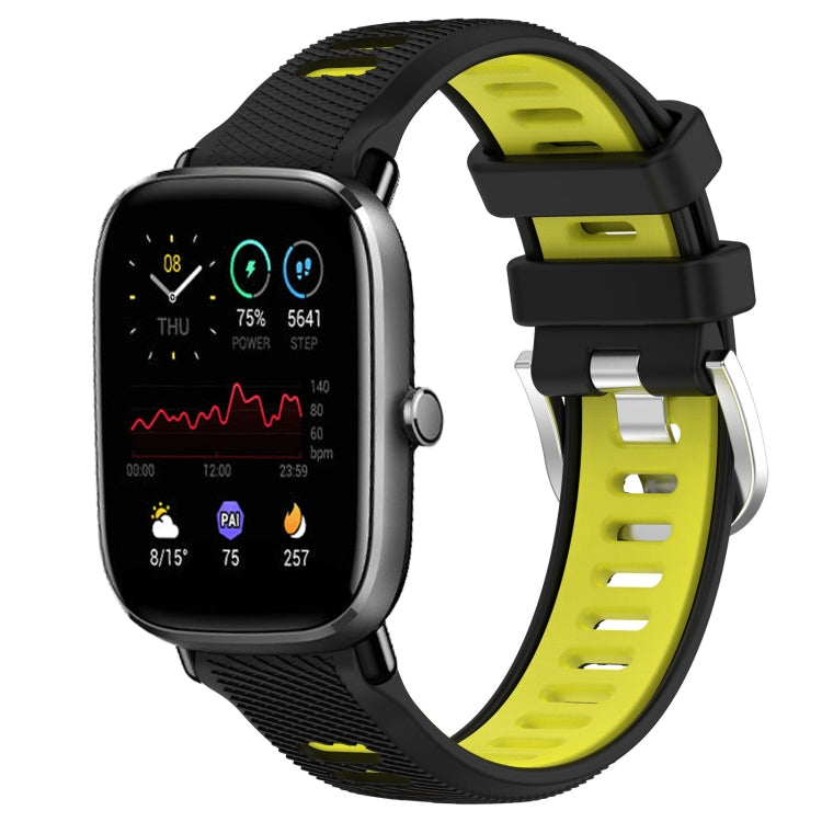 22mm Cross Texture Two Color Silicone Steel Buckle Watch Band, For Amazfit GTS 4, For Amazfit GTS 4 Mini