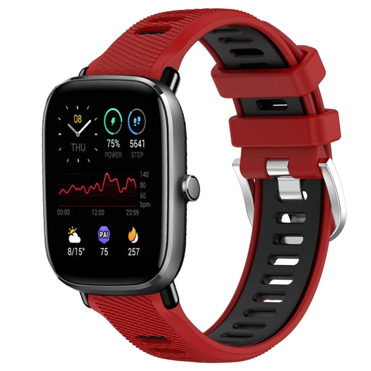22mm Cross Texture Two Color Silicone Steel Buckle Watch Band, For Amazfit GTS 4, For Amazfit GTS 4 Mini