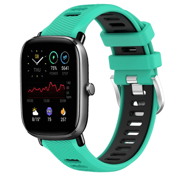 22mm Cross Texture Two Color Silicone Steel Buckle Watch Band, For Amazfit GTS 4, For Amazfit GTS 4 Mini