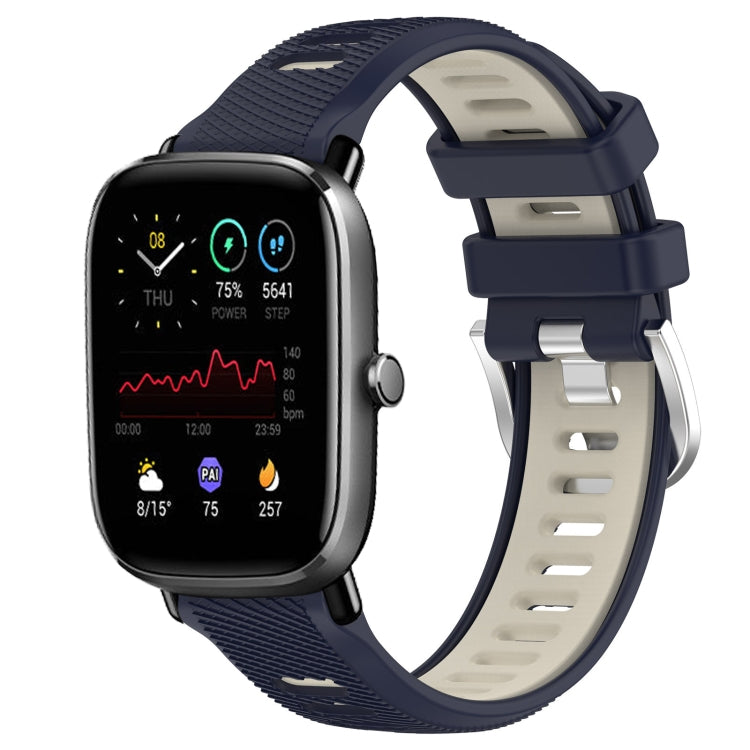 22mm Cross Texture Two Color Silicone Steel Buckle Watch Band, For Amazfit GTS 4, For Amazfit GTS 4 Mini