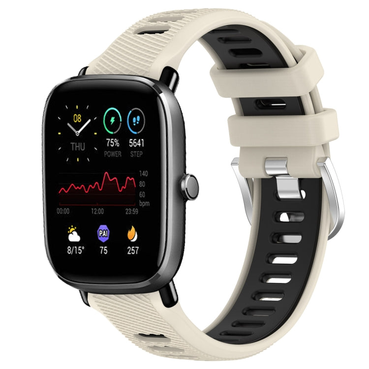 22mm Cross Texture Two Color Silicone Steel Buckle Watch Band, For Amazfit GTS 4, For Amazfit GTS 4 Mini