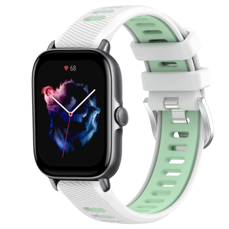 22mm Cross Texture Two Color Silicone Steel Buckle Watch Band, For Amazfit GTS 3, For Amazfit GTS 2E
