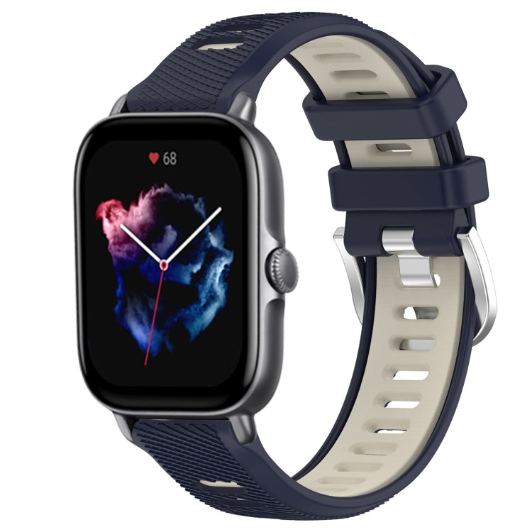 22mm Cross Texture Two Color Silicone Steel Buckle Watch Band, For Amazfit GTS 3, For Amazfit GTS 2E