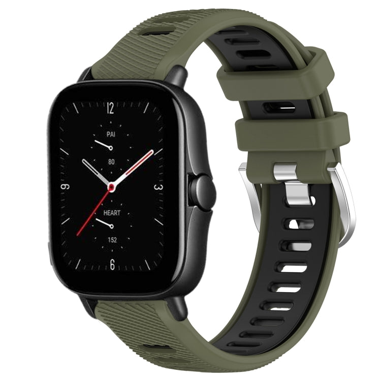 22mm Cross Texture Two Color Silicone Steel Buckle Watch Band, For Amazfit GTS 3, For Amazfit GTS 2E