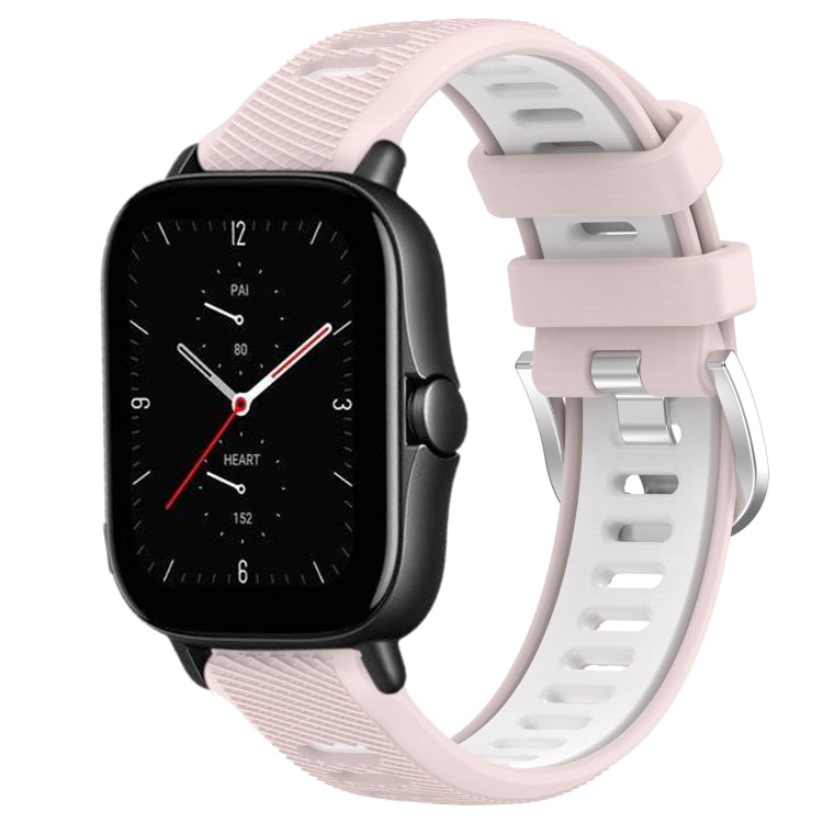 22mm Cross Texture Two Color Silicone Steel Buckle Watch Band, For Amazfit GTS 3, For Amazfit GTS 2E