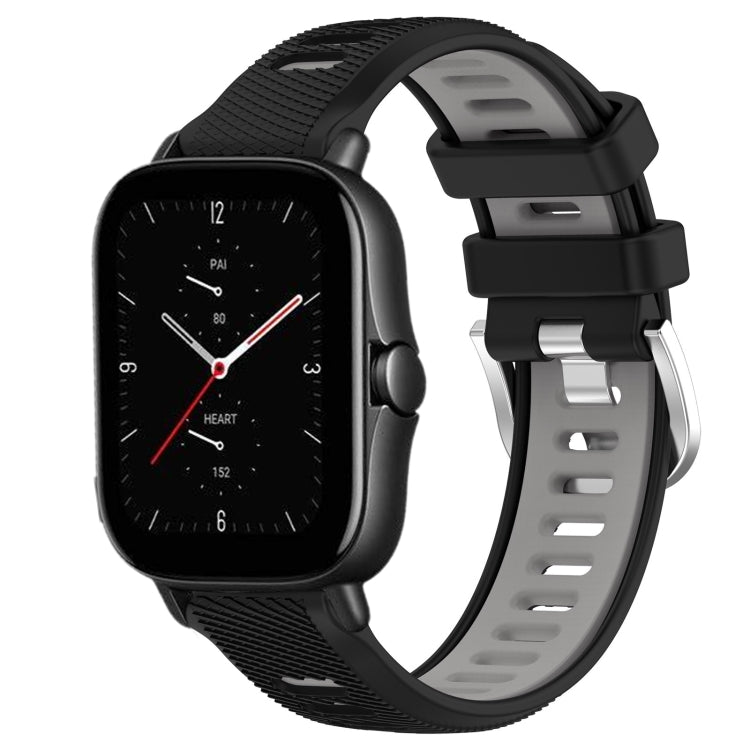 22mm Cross Texture Two Color Silicone Steel Buckle Watch Band, For Amazfit GTS 3, For Amazfit GTS 2E