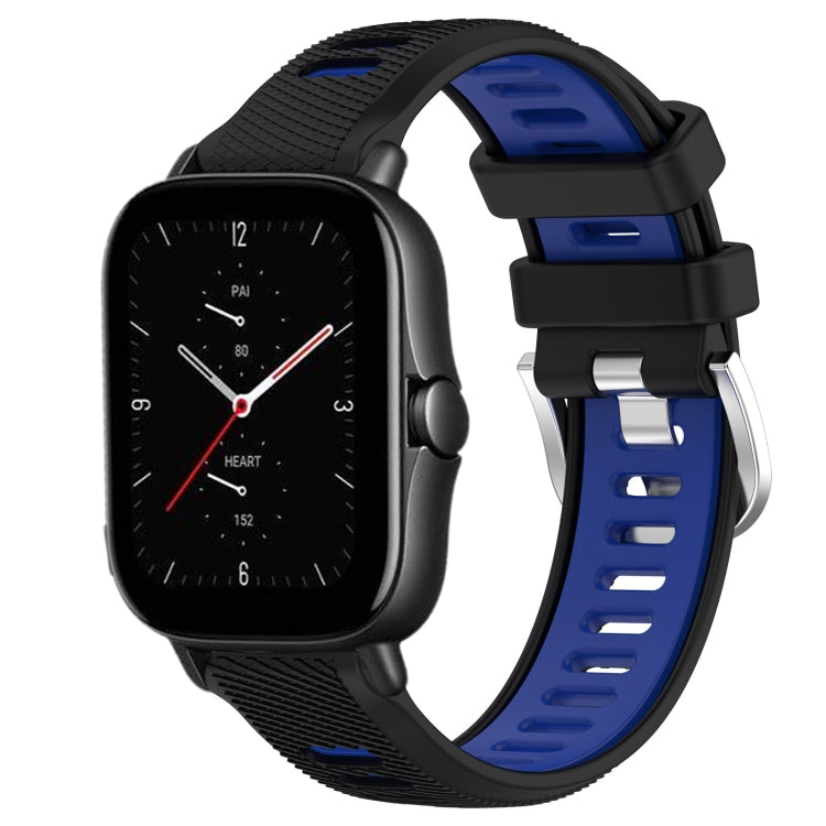 22mm Cross Texture Two Color Silicone Steel Buckle Watch Band, For Amazfit GTS 3, For Amazfit GTS 2E