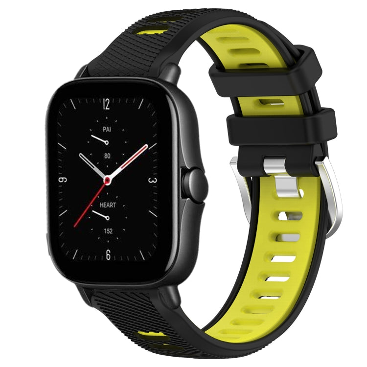 22mm Cross Texture Two Color Silicone Steel Buckle Watch Band, For Amazfit GTS 3, For Amazfit GTS 2E
