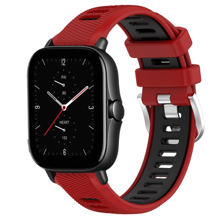 22mm Cross Texture Two Color Silicone Steel Buckle Watch Band, For Amazfit GTS 3, For Amazfit GTS 2E