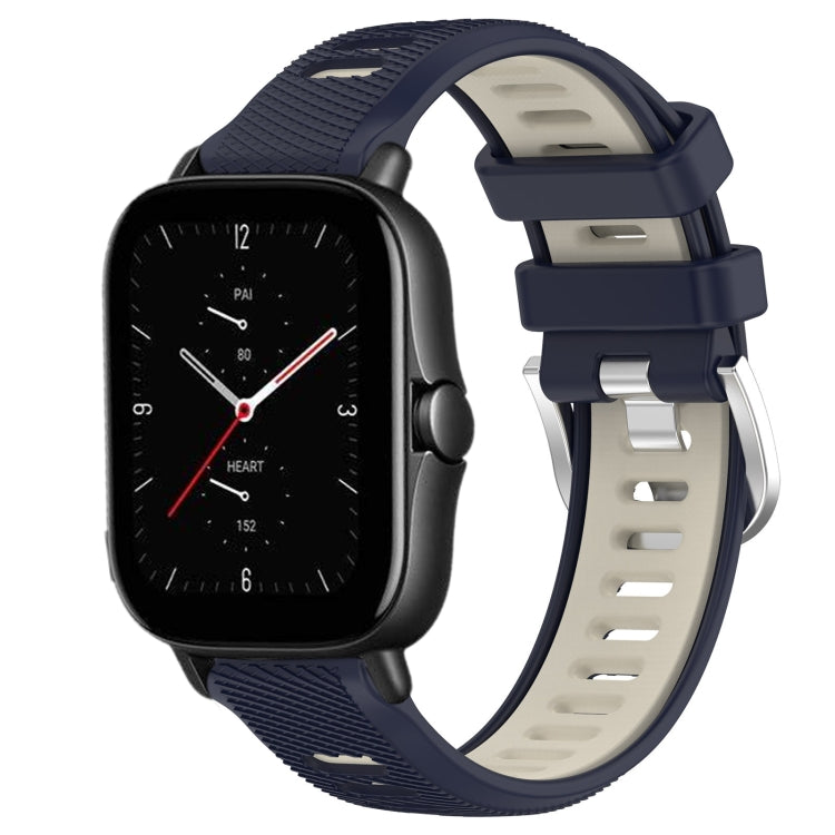 22mm Cross Texture Two Color Silicone Steel Buckle Watch Band, For Amazfit GTS 3, For Amazfit GTS 2E