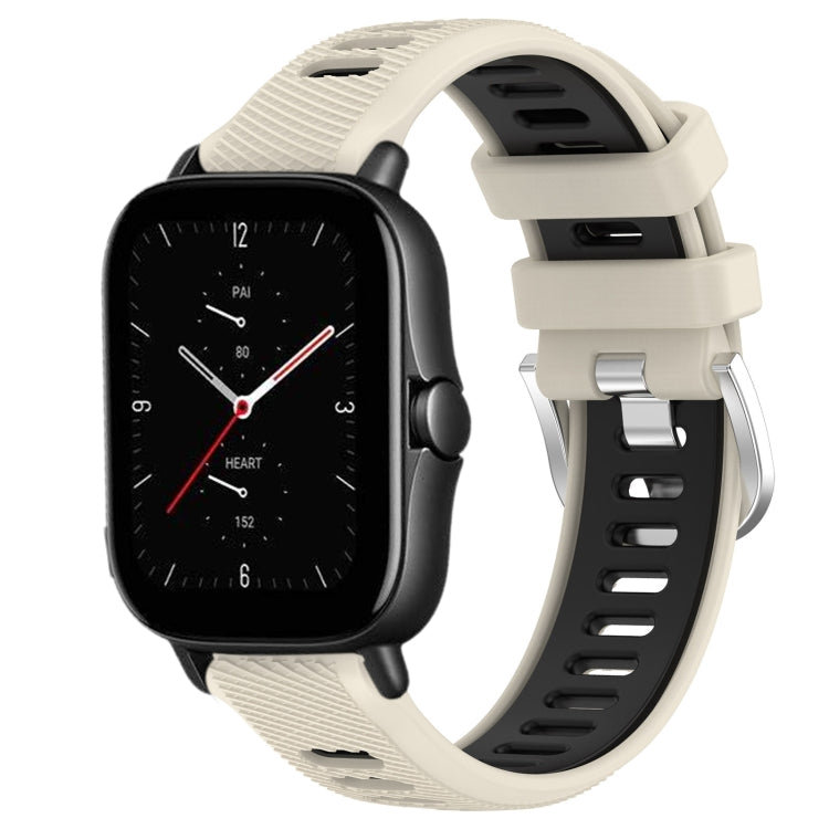 22mm Cross Texture Two Color Silicone Steel Buckle Watch Band, For Amazfit GTS 3, For Amazfit GTS 2E