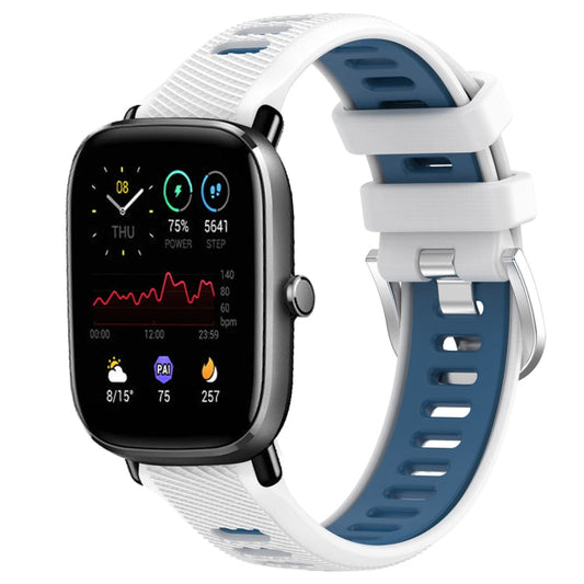 22mm Cross Texture Two Color Silicone Steel Buckle Watch Band, For Amazfit GTS 2 Mini, For Amazfit GTS 2