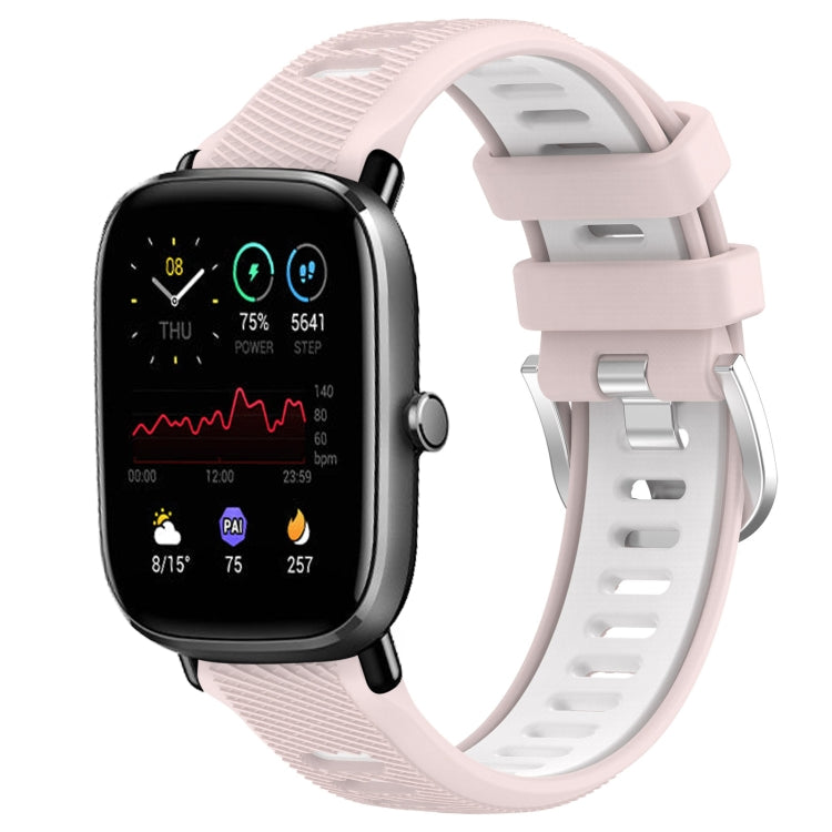 22mm Cross Texture Two Color Silicone Steel Buckle Watch Band, For Amazfit GTS 2 Mini, For Amazfit GTS 2