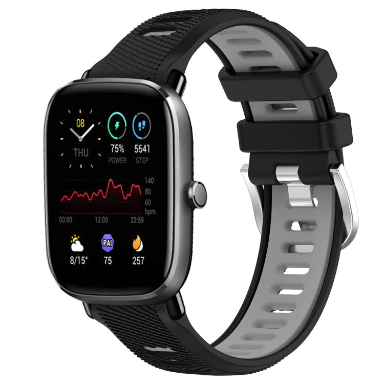 22mm Cross Texture Two Color Silicone Steel Buckle Watch Band, For Amazfit GTS 2 Mini, For Amazfit GTS 2
