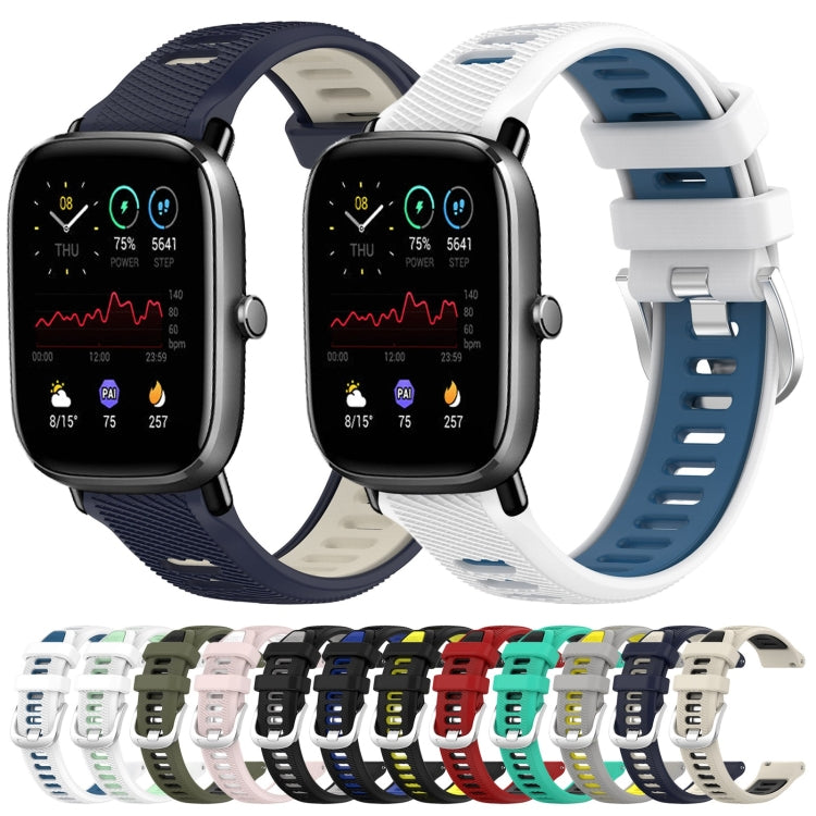 22mm Cross Texture Two Color Silicone Steel Buckle Watch Band, For Amazfit GTS 2 Mini, For Amazfit GTS 2