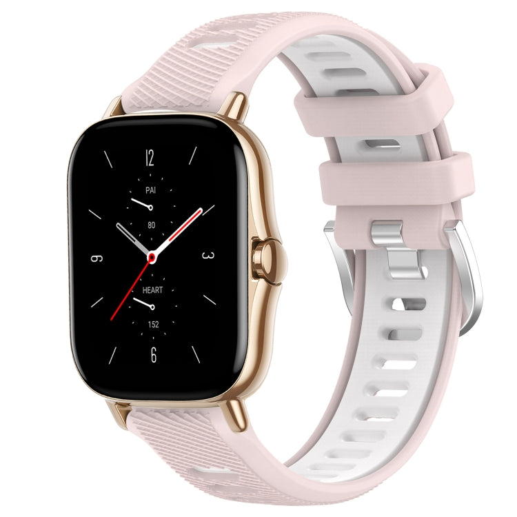 22mm Cross Texture Two Color Silicone Steel Buckle Watch Band, For Amazfit GTS 2 Mini, For Amazfit GTS 2
