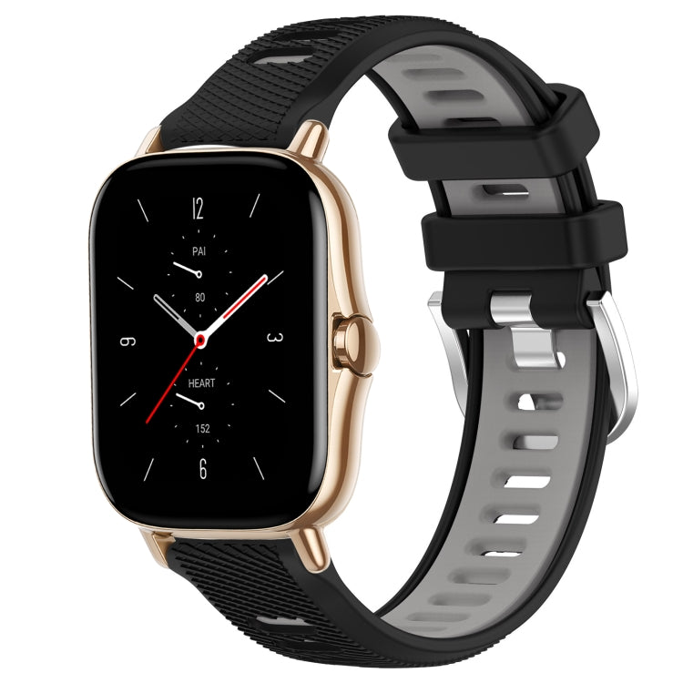 22mm Cross Texture Two Color Silicone Steel Buckle Watch Band, For Amazfit GTS 2 Mini, For Amazfit GTS 2