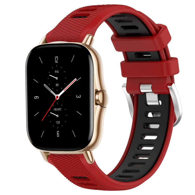 22mm Cross Texture Two Color Silicone Steel Buckle Watch Band, For Amazfit GTS 2 Mini, For Amazfit GTS 2