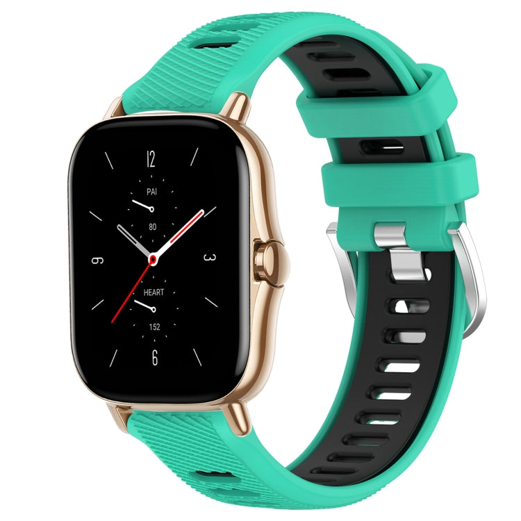 22mm Cross Texture Two Color Silicone Steel Buckle Watch Band, For Amazfit GTS 2 Mini, For Amazfit GTS 2