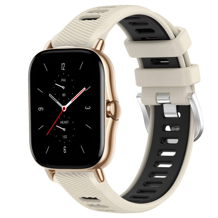 22mm Cross Texture Two Color Silicone Steel Buckle Watch Band, For Amazfit GTS 2 Mini, For Amazfit GTS 2