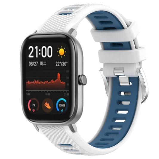 22mm Cross Texture Two Color Silicone Steel Buckle Watch Band, For Amazfit GTS, For Amazfit GTR 42mm
