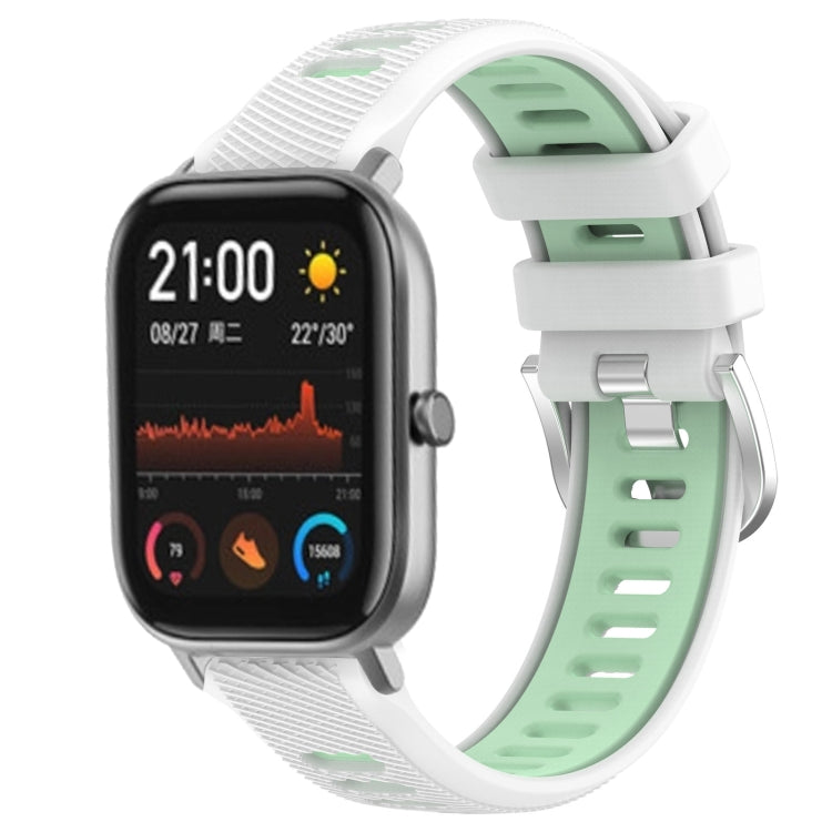 22mm Cross Texture Two Color Silicone Steel Buckle Watch Band, For Amazfit GTS, For Amazfit GTR 42mm