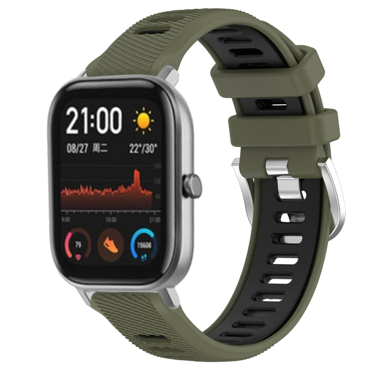 22mm Cross Texture Two Color Silicone Steel Buckle Watch Band, For Amazfit GTS, For Amazfit GTR 42mm