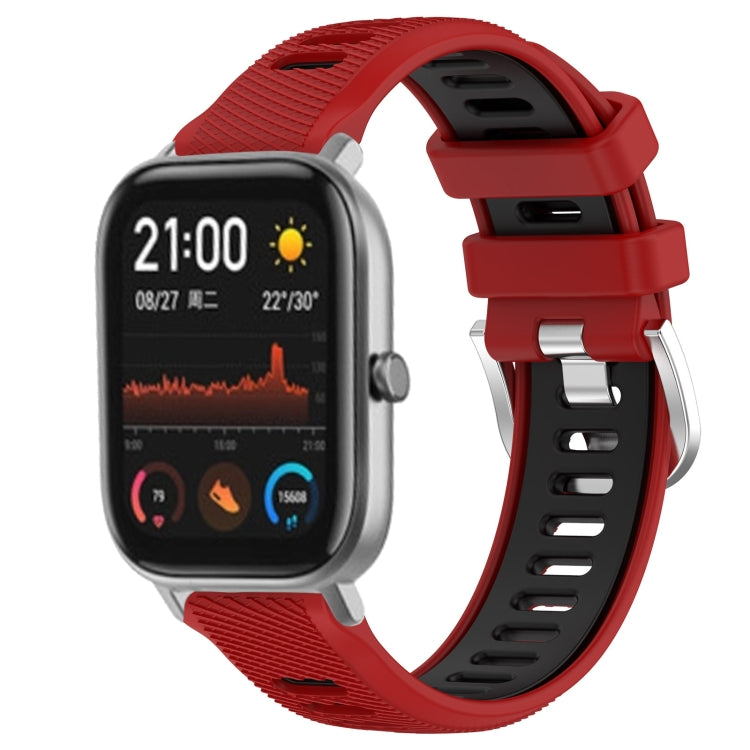 22mm Cross Texture Two Color Silicone Steel Buckle Watch Band, For Amazfit GTS, For Amazfit GTR 42mm