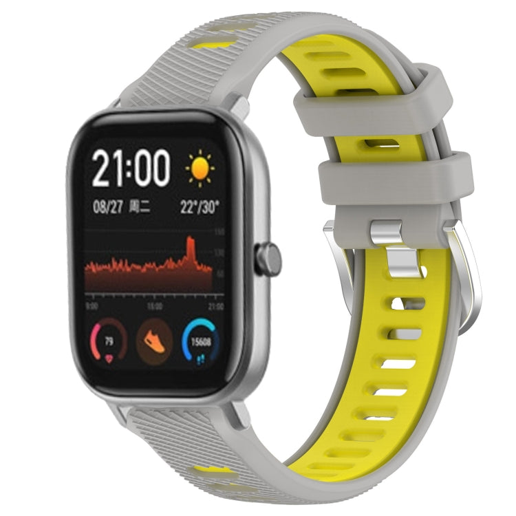 22mm Cross Texture Two Color Silicone Steel Buckle Watch Band, For Amazfit GTS, For Amazfit GTR 42mm