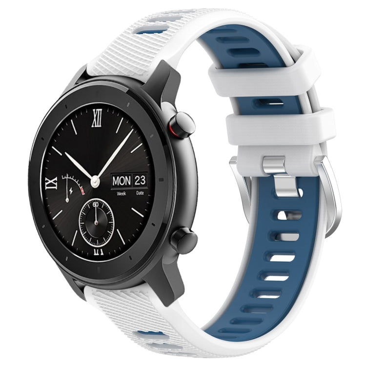 22mm Cross Texture Two Color Silicone Steel Buckle Watch Band, For Amazfit GTS, For Amazfit GTR 42mm