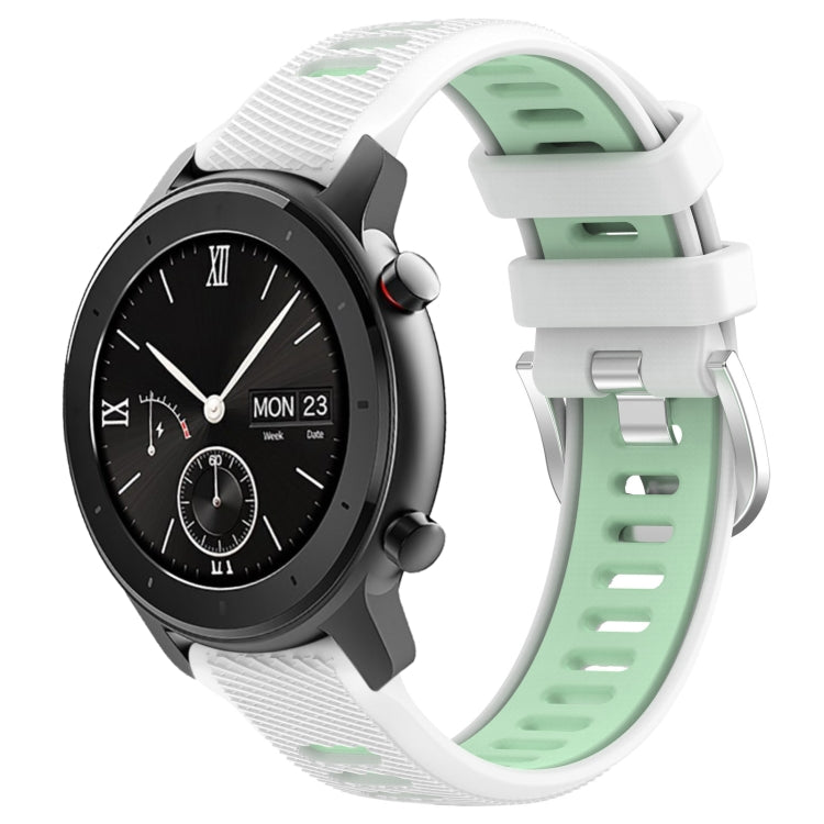 22mm Cross Texture Two Color Silicone Steel Buckle Watch Band, For Amazfit GTS, For Amazfit GTR 42mm