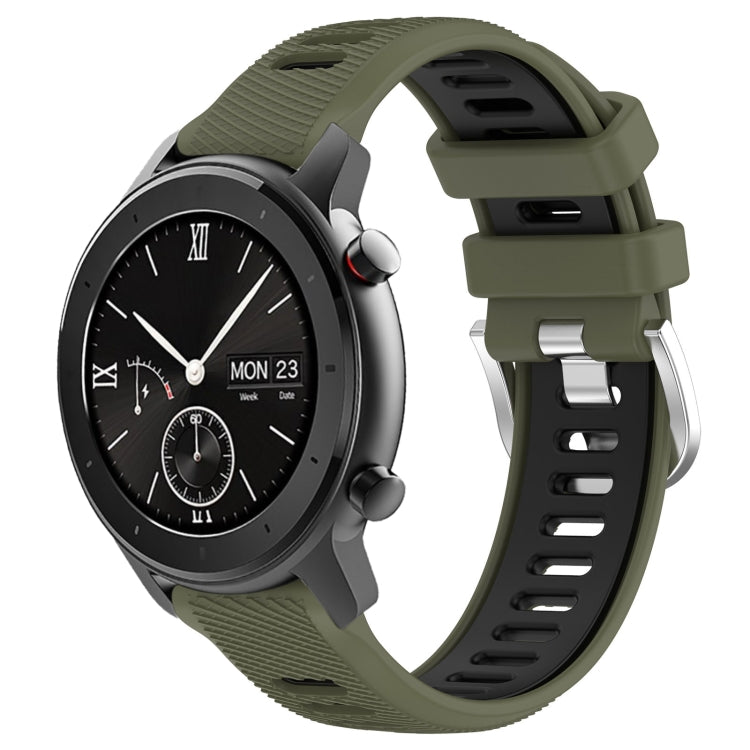 22mm Cross Texture Two Color Silicone Steel Buckle Watch Band, For Amazfit GTS, For Amazfit GTR 42mm