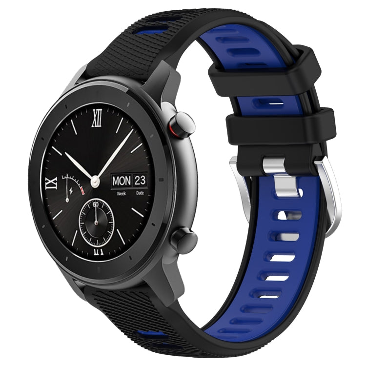 22mm Cross Texture Two Color Silicone Steel Buckle Watch Band, For Amazfit GTS, For Amazfit GTR 42mm