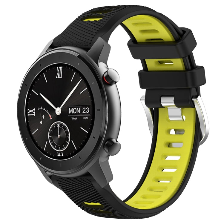 22mm Cross Texture Two Color Silicone Steel Buckle Watch Band, For Amazfit GTS, For Amazfit GTR 42mm