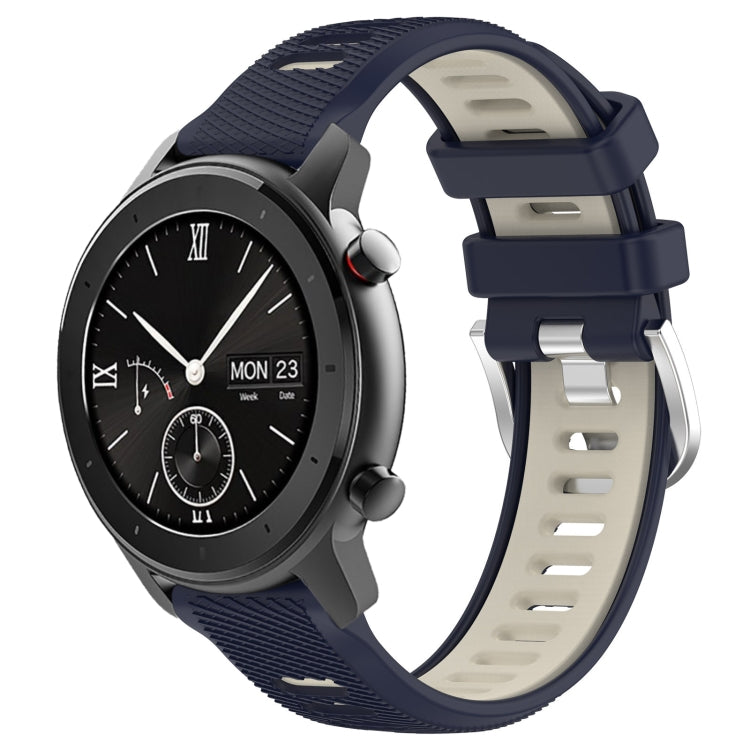 22mm Cross Texture Two Color Silicone Steel Buckle Watch Band, For Amazfit GTS, For Amazfit GTR 42mm