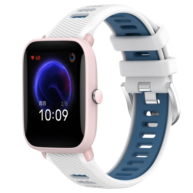22mm Cross Texture Two Color Silicone Steel Buckle Watch Band, For Amazfit Pop Pro, For Amazfit Pop