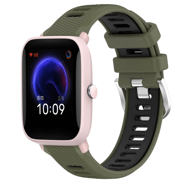 22mm Cross Texture Two Color Silicone Steel Buckle Watch Band, For Amazfit Pop Pro, For Amazfit Pop