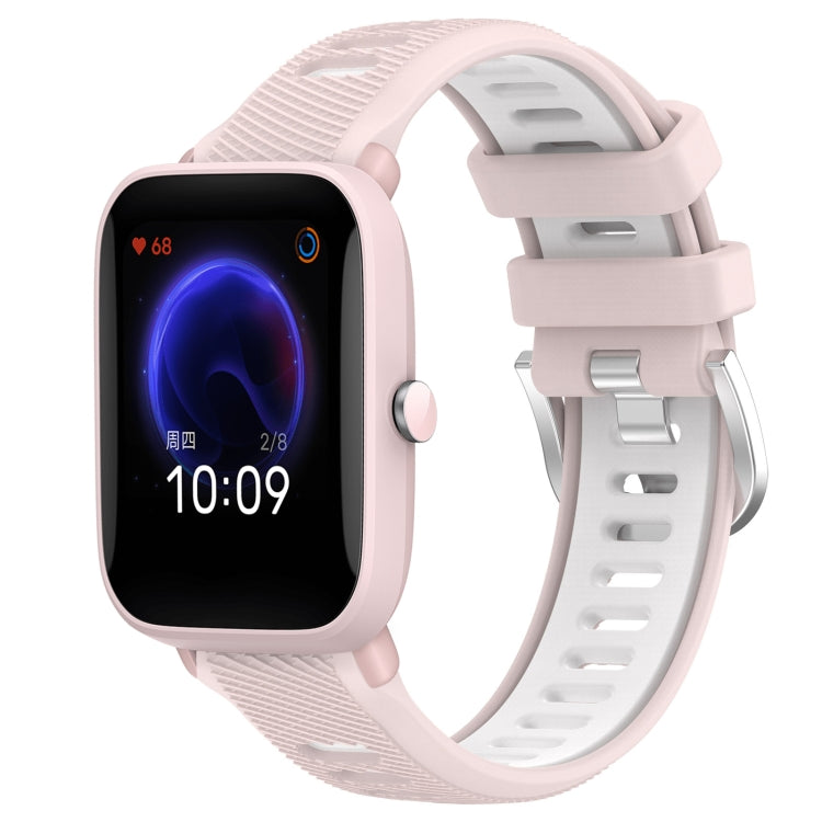 22mm Cross Texture Two Color Silicone Steel Buckle Watch Band, For Amazfit Pop Pro, For Amazfit Pop