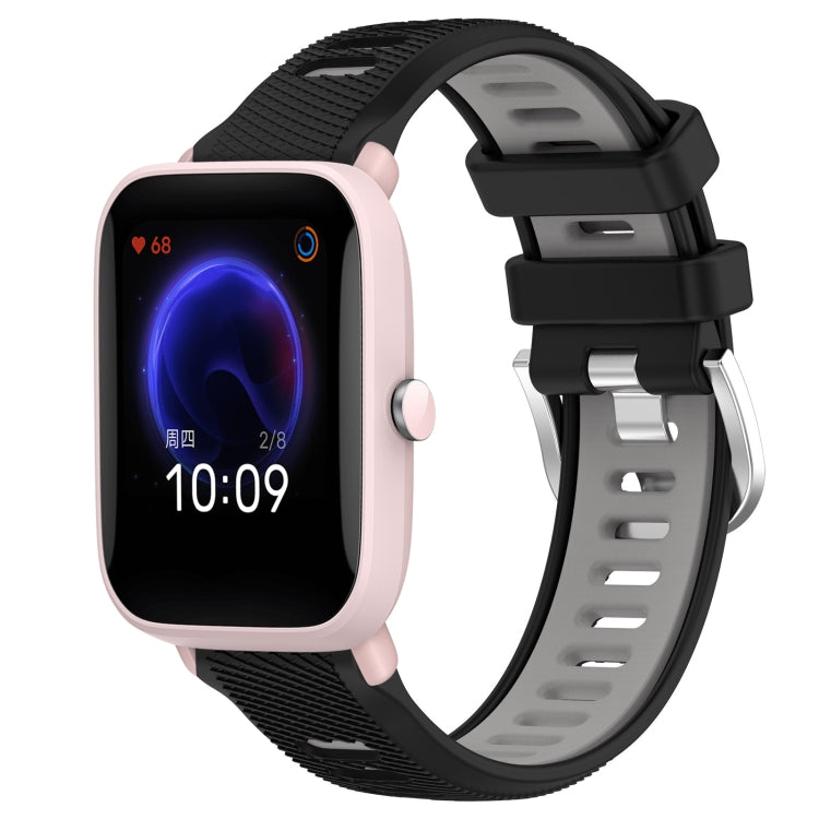 22mm Cross Texture Two Color Silicone Steel Buckle Watch Band, For Amazfit Pop Pro, For Amazfit Pop