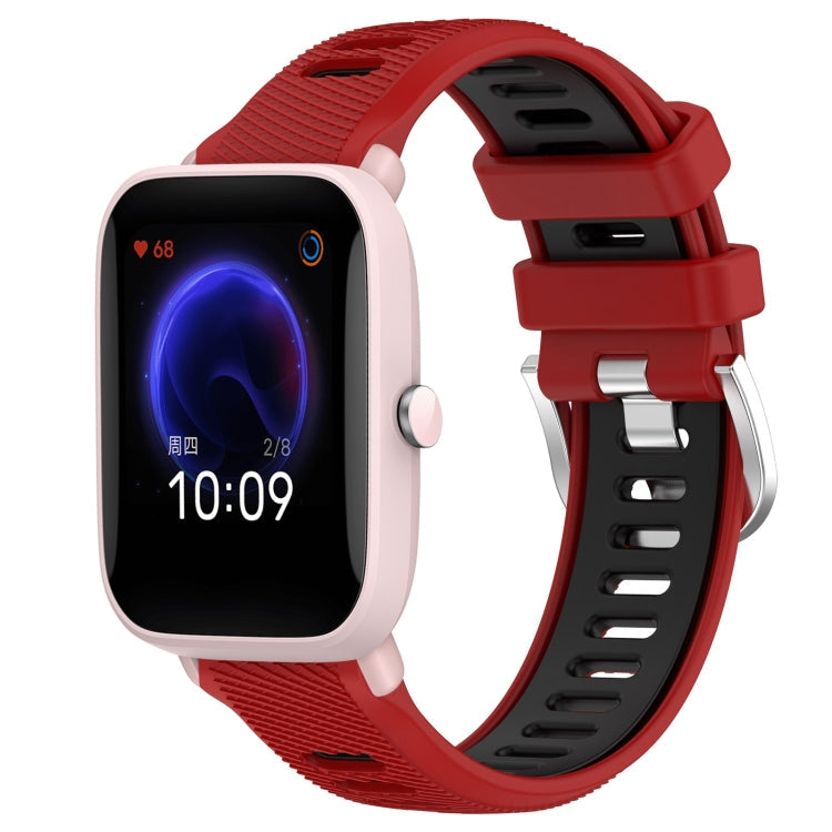 22mm Cross Texture Two Color Silicone Steel Buckle Watch Band, For Amazfit Pop Pro, For Amazfit Pop