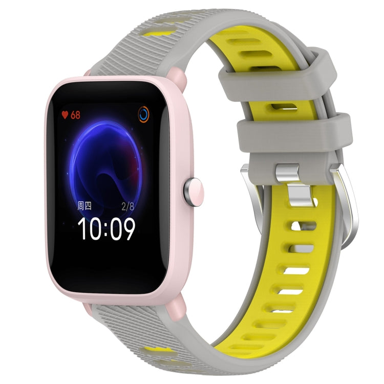 22mm Cross Texture Two Color Silicone Steel Buckle Watch Band, For Amazfit Pop Pro, For Amazfit Pop