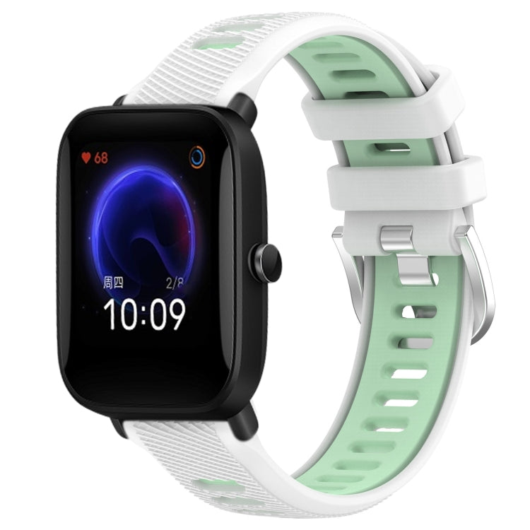 22mm Cross Texture Two Color Silicone Steel Buckle Watch Band, For Amazfit Pop Pro, For Amazfit Pop