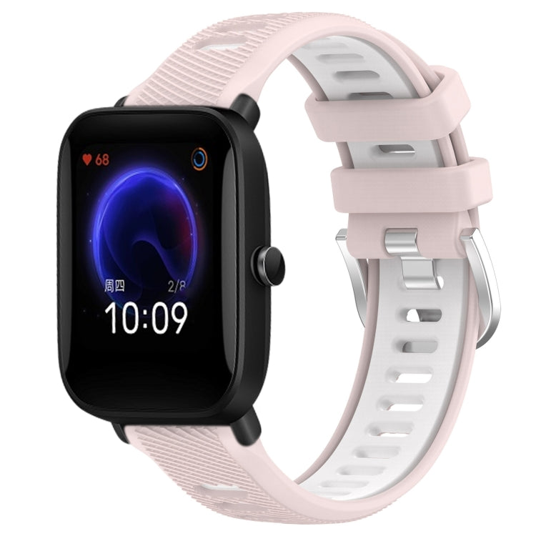 22mm Cross Texture Two Color Silicone Steel Buckle Watch Band, For Amazfit Pop Pro, For Amazfit Pop