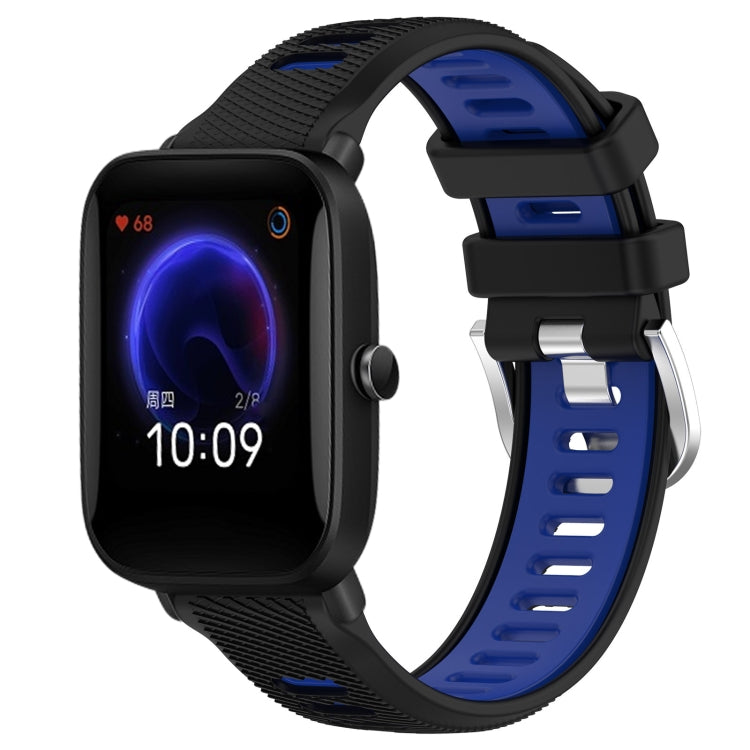 22mm Cross Texture Two Color Silicone Steel Buckle Watch Band, For Amazfit Pop Pro, For Amazfit Pop