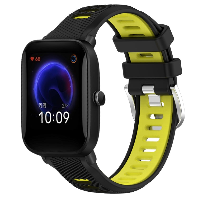 22mm Cross Texture Two Color Silicone Steel Buckle Watch Band, For Amazfit Pop Pro, For Amazfit Pop