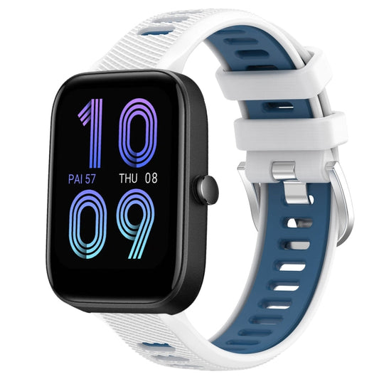 22mm Cross Texture Two Color Silicone Steel Buckle Watch Band, For Amazfit Bip 3, For Amazfit Bip 1S