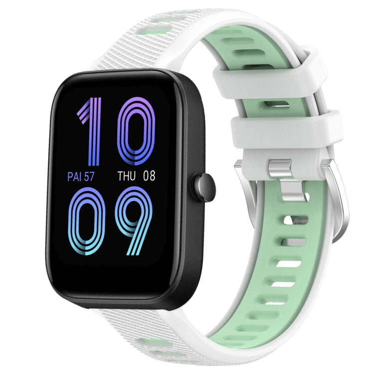 22mm Cross Texture Two Color Silicone Steel Buckle Watch Band, For Amazfit Bip 3, For Amazfit Bip 1S