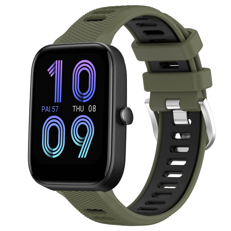 22mm Cross Texture Two Color Silicone Steel Buckle Watch Band, For Amazfit Bip 3, For Amazfit Bip 1S